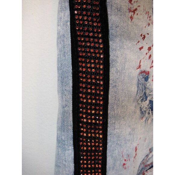 Jordan‎ Craig Legacy Edition Mens Distressed Denim Shorts Red Splatter size 44 - Picture 3 of 13